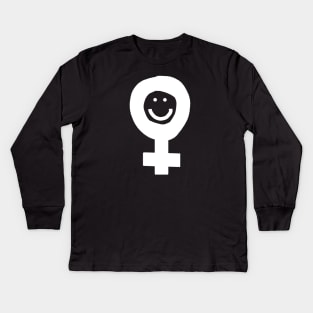 Female Smile Feminism White Minimal Kids Long Sleeve T-Shirt